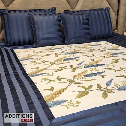 Intricately Embroidered  Bedcover, Dressed With Satin Borders To  Make Your Room Look Royal (King Size) Set of 5-Print 4
