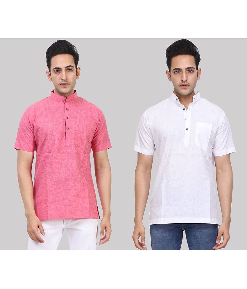 Kundan - Muticolor Cotton Blend Men's Regular Kurta ( Pack of 2 )