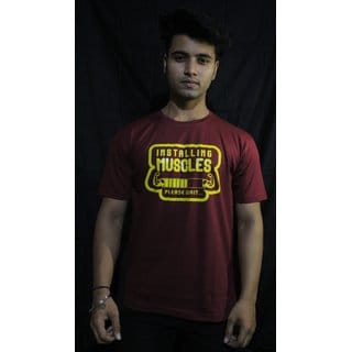 Black Hawk Mens Maroon Graphic Print 100% Cotton Round Neck T-Shirt