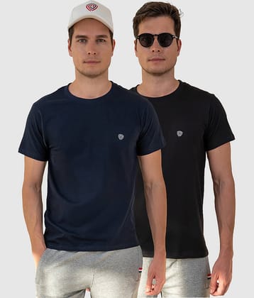 Lux Cozi Cotton Regular Fit Solid Half Sleeves Men's T-Shirt - Black ( Pack of 2 )