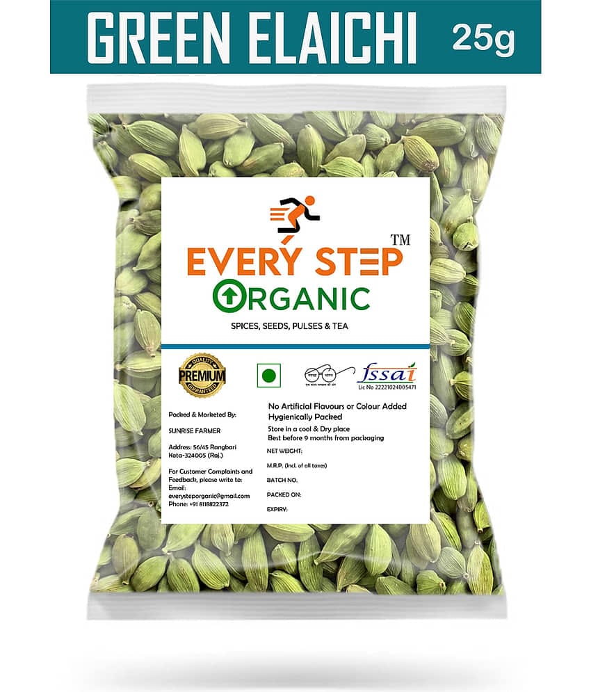 EVERYSTEP ORGANIC Premium Green Cardamom | Hari Elaichi Seeds 25 gm