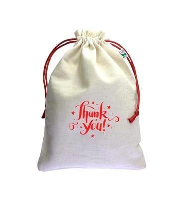 IVARIAN - Cotton Potli Bag, Occasion Gifting Bag, Return Gifting Bag   (13x18 set of 25, Thank You 2)