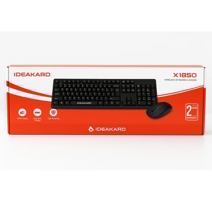 Ideakard X1850 | Wireless Keyboard and Mouse Combo |Ultra-Slim Design | Silent Typing |High Reliability |Black
