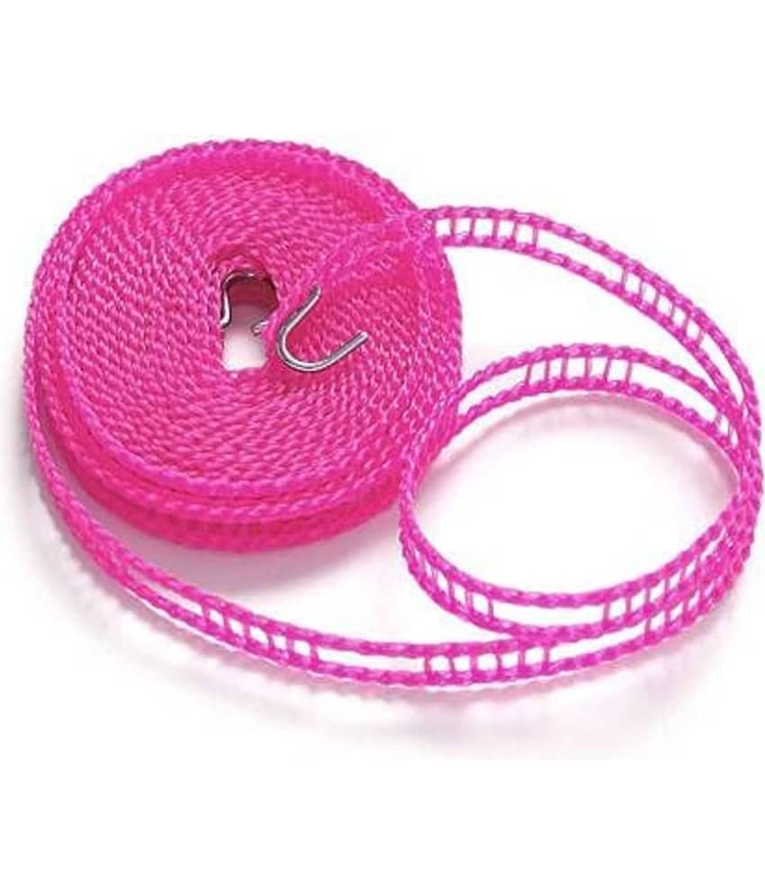 Homspurts 5 Meters Windproof Anti-Slip Clothes Washing Line Drying Nylon Rope with Hooks