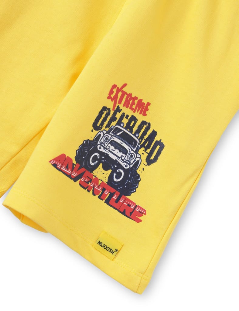 Trendy Kids Boys Shorts Cotton French Terry Dandelion Yellow Off Road Jeep 2025 at ShopCircuit |