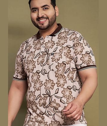 AUSTIVO Men Cotton Blend Regular Fit Printed Polo T Shirt ( Brown )