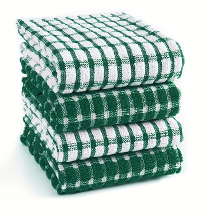 Furnofy Cotton 340 GSM Hand Towel Set Green (Pack Of 4)