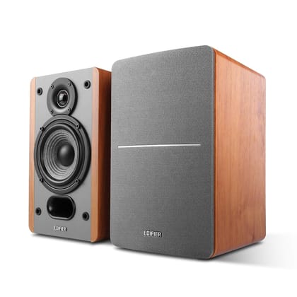 Edifier P12 Speakers—2-Way Speakers with Built-in Wall-Mount Bracket - Wood Color - Brown, Auxiliary
