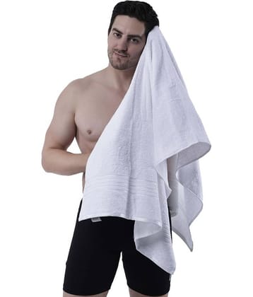 Dollar Cotton Striped 500 -GSM Bath Towel ( Pack of 1 ) - White