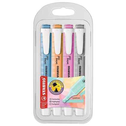 Stabilo | Swing Cool | Pastel | Blue,Orange,Pink,Grey | Pack Of 4Pcs