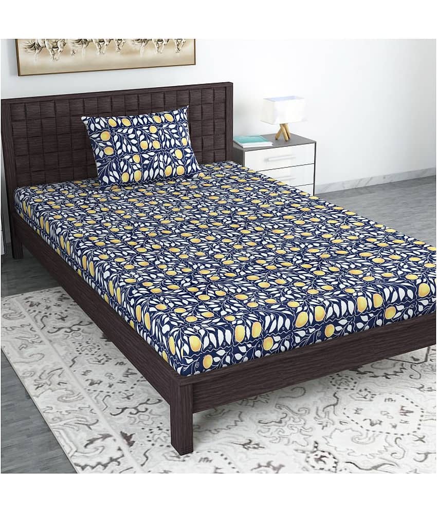 DIVINE CASA Cotton Single Bedsheet ( Blue )
