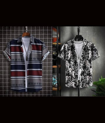 Qlonz store Elastane Regular Fit Printed Half Sleeves Men's Casual Shirt - Multi ( Pack of 2 )