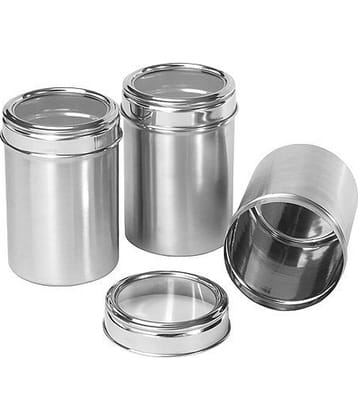 Dynore 3Pc Steel Kitchen Storage Canisters/Jars Set with See Through Lid (500, 750, 1000ml)