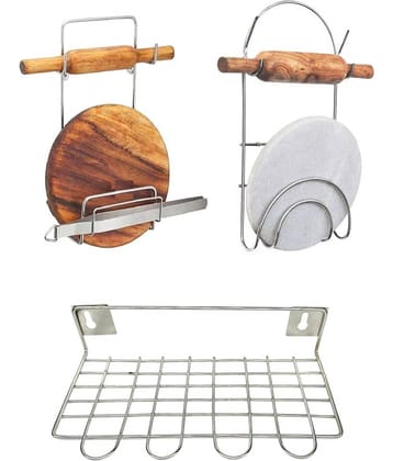 JISUN - Silver Stainless Steel Storage Racks ( Pack of 3 )