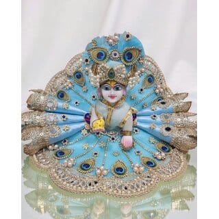 Blue Festive Dress with Turban for Laddu Gopal Ji