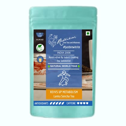REVVS UP METABOLISM Lanka Sencha Tea - A Refreshing Boost for Health & Energy (50 gm - Makes 25 Cups of Tea) by M/S RADHIKAS FINE TEAS AND WHATNOTS