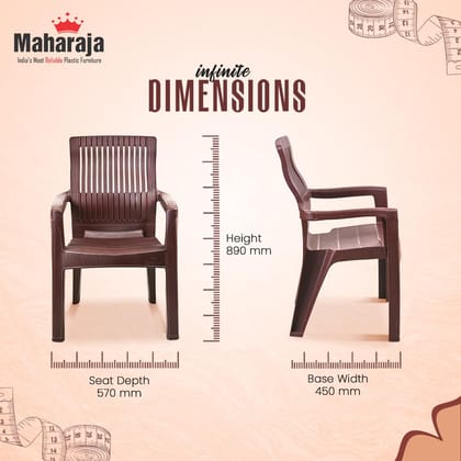 MAHARAJA Plastic Chair | Plastic Chair for Home, Living Room with Arm Rest (Pre-Assembled).