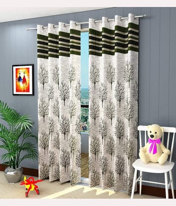Kraftiq Homes Embroidered Blackout Eyelet Curtain 5 ft ( Pack of 2 ) - Green