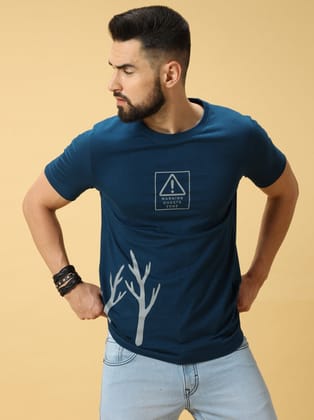 Warning Ghosts Zone Grey Print Crew Neck T-Shirt-S