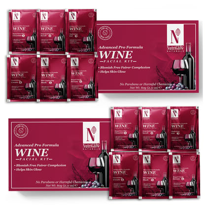 NutriGlow NATURAL'S Advanced Pro Formula Wine Facial Cleanup Kit With Goodness Of Red Grape Extracts, Blemish Free, All Type of Skin Solution for men & women, 60 gm ( Pack of 2 ) NutriGlow NATURAL'S Advanced Pro Formula Wine Facial Cleanup Kit With Goodn