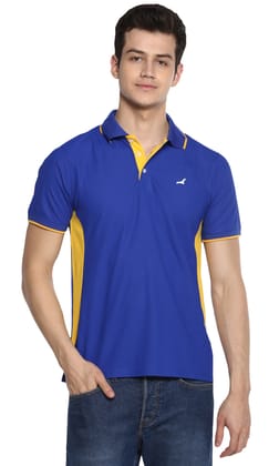 Men's Polo Collar Sports T-Shirt (Clearance - NO EXCHANGE NO RETURN)-M / Royal Blue & Yellow
