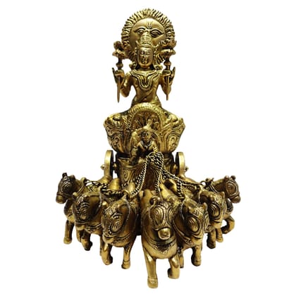 Brass Showpiece Arjun Rath Statue | Handcrafted Mahabharata Arjun Rath Idol for Home, Temple & Decor, Height : 11 Inch (BSMAS191)