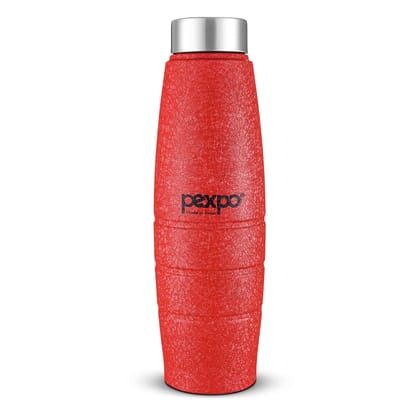 Pexpo Stainless Steel Fridge Water Bottle, 1L, Red, Duro | Eco-Friendly Water Bottle with 3X Powder Coating