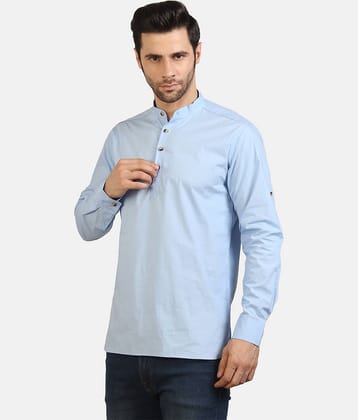 Life Roads - Sky Blue Cotton Men's Shirt Style Kurta ( Pack of 1 )