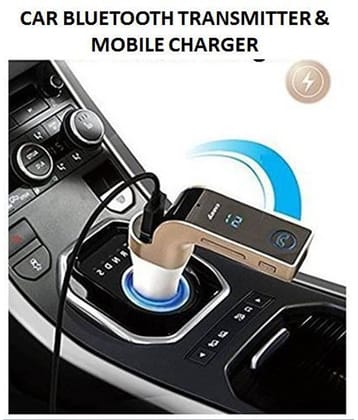 Car Bluetooth Transmitter Device & Mobile Charger CARG7 for Alto, Maruti Swift & All Cars (Golden/Black)