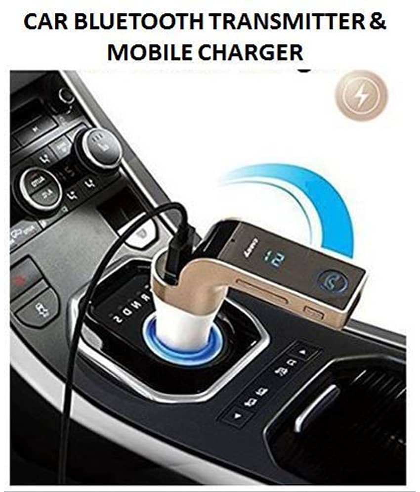 Car Bluetooth Transmitter Device & Mobile Charger CARG7 for Alto, Maruti Swift & All Cars (Golden/Black)