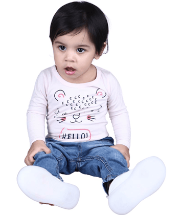 Kidzee Kingdom Pack of 1 Girls 100% Cotton Top With ( White )