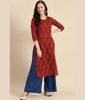 Rajnandini - Maroon 100% Cotton Women's Straight Kurti ( Pack of 1 )