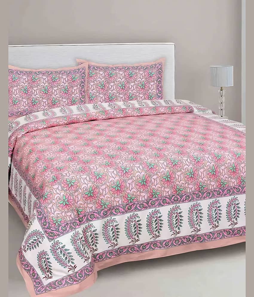 Bombay Spreads Cotton 1 Double King Bedsheet with 2 Pillow Covers ( Pink )