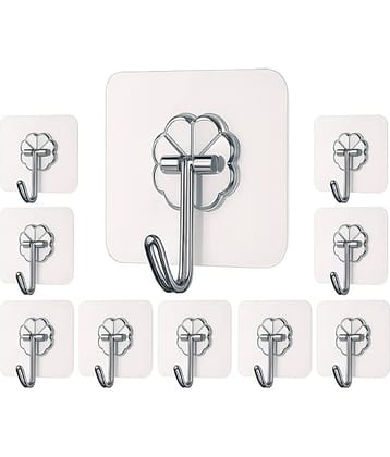 Purple Dust Heavy Quality PVC Wall Hooks with Flower Design for Bathroom, Kitchen & Rooms –(Pack of 10-)\n