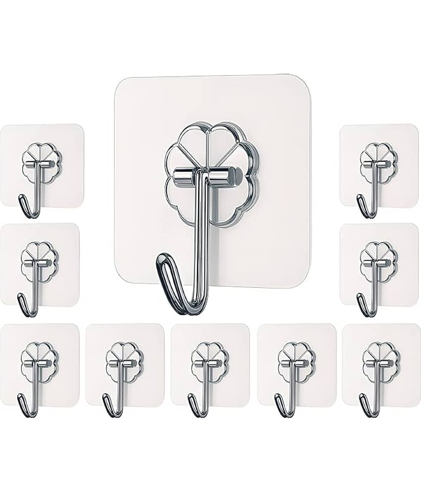 Purple Dust Heavy Quality PVC Wall Hooks with Flower Design for Bathroom, Kitchen & Rooms –(Pack of 10-)\n