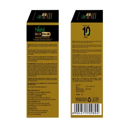 Nisha Quick Color 10 Minute Henna Based Hair Colour Natural Black Hair Dye 60gm, No Ammonia, 100% Grey Coverage