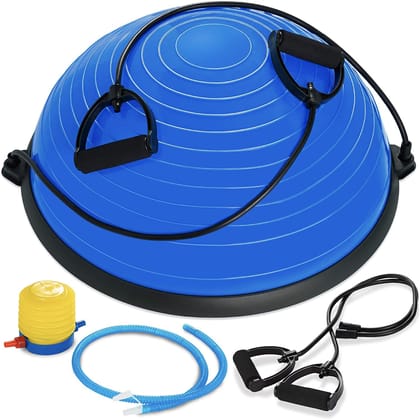 REZNOR Half Ball Balance Trainer Yoga Exercise Fitness Platform for Stability, Core Workout, Training with 2 Resistance Bands, Pump