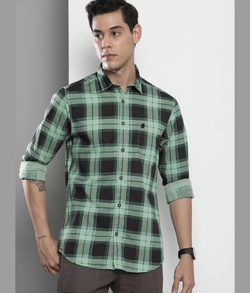 The Indian Garage Co Men Black & Green Tartan Checks Pure Cotton Casual Shirt - None