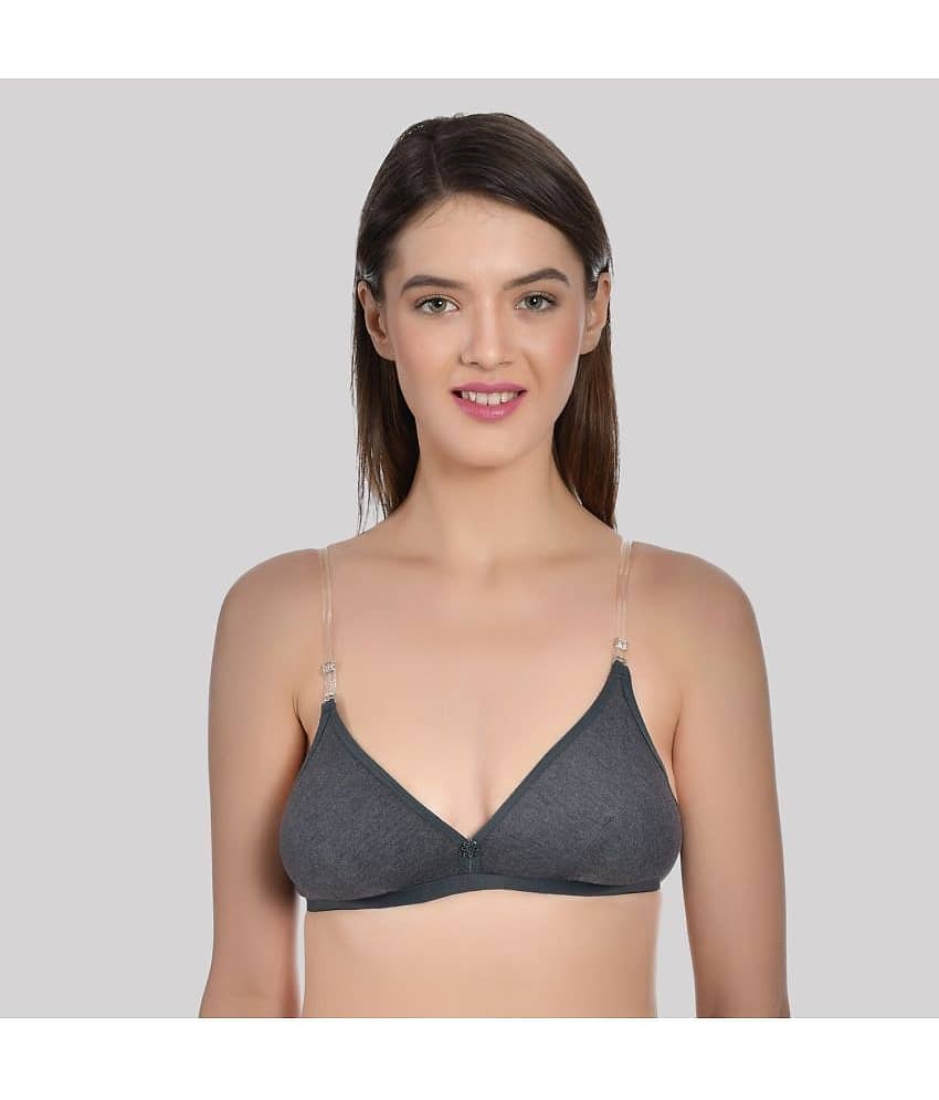 AIMLY Cotton Blend Non Padded Women's T-Shirt Bra ( Black )