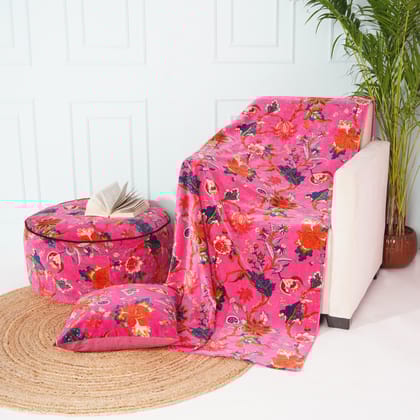 Tree of Iife Velvet Sofa throw- Pink