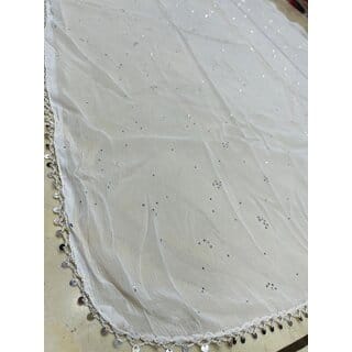 White Nazneen  Work Dupatta | Fancy Designer Dupatta with Premium Stone Work | Party & Festive Wear