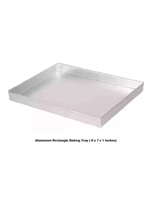 CAKE DECOR™ Aluminum Rectangle Cake Mould Baking Tray - (9 x 7 x 1 inches)