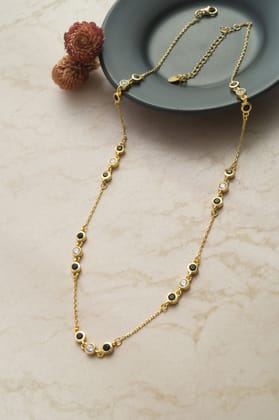 Station Fine Line Gold Plated Sterling Silver Mangalsutra Chain Necklace-Gold
