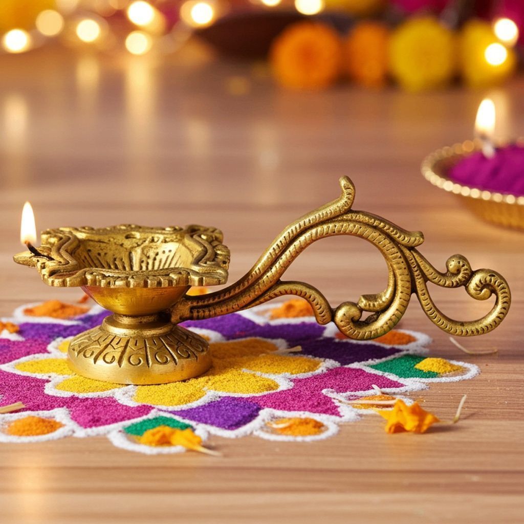 Brass Table Decor Deepak, Oil Lamp  - Handmade Brass Diya for Mandir, Height : 2 Inch (BSMAS1503 C)