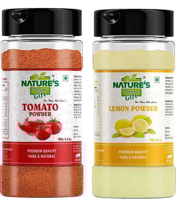 Natures Gift Tomato Powder & Lemon Powder - 100 gm Each / 3.5 Oz Spice Jar - Spray-Dried | Ready to Use Powder 200 gm Pack of 2