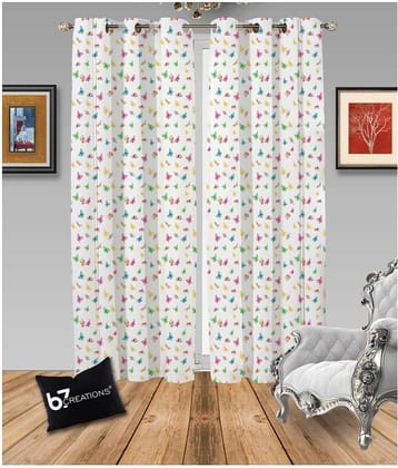 B7 CREATIONS Single Long Door Semi-Transparent Eyelet Polyester Curtains White