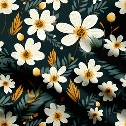 Daisy Print: Nature's Elegant Beauty4-Cotton