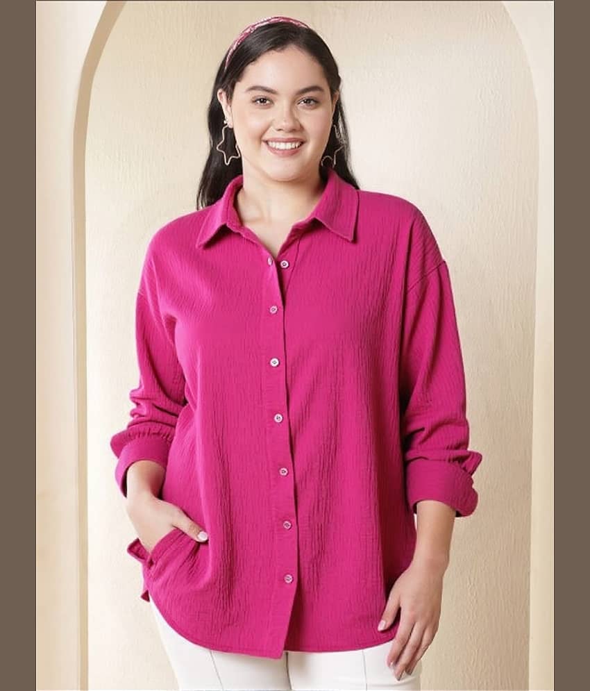 PLUS PARADISE Women Solid Poly Crepe Shirt ( Pink )