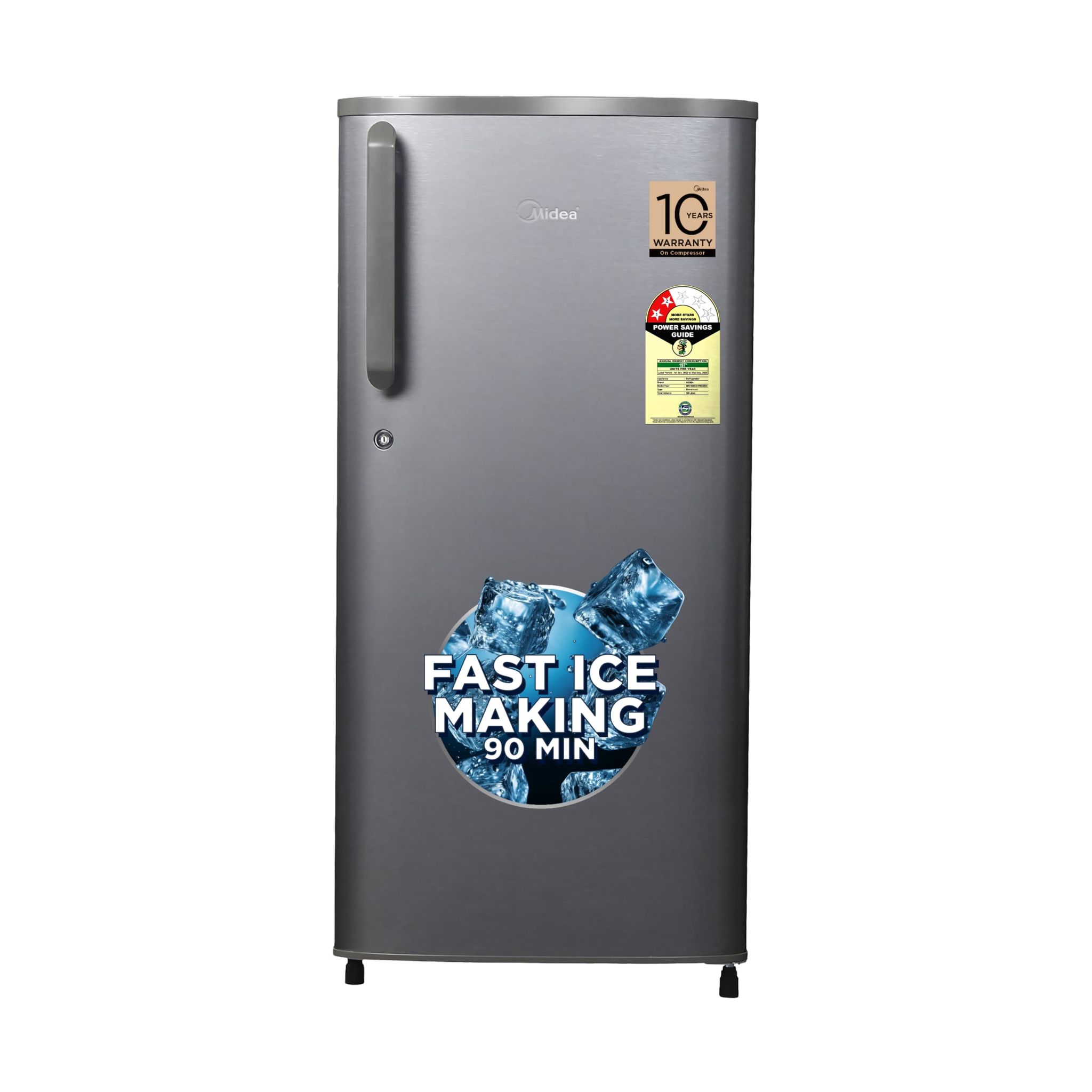Midea 190 L 2 Star Direct Cool Refrigerator (MRD190D2HPBS, Silver, Hairline, 2025 Model) Midea 190 L 2 Star Direct Cool Refrigerator (MRD190D2HPBS, Silver, Hairline, 2025 Model) - Silver / 190