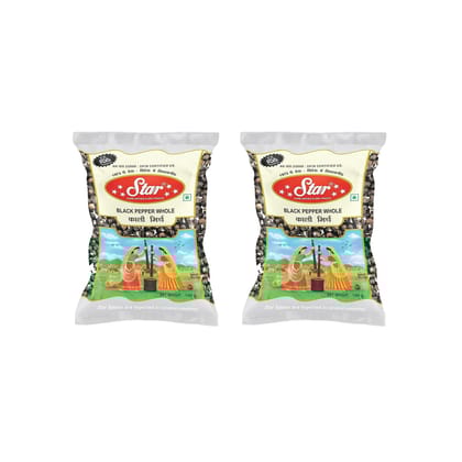 Star Spices Black Pepper (Sabut Kali Mirch) Whole, 100 gm - Pack of 2
